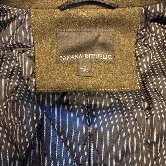 Vintage Banana Republic Men's Olive Double Breasted Pea Coat - Picture 8 of 10